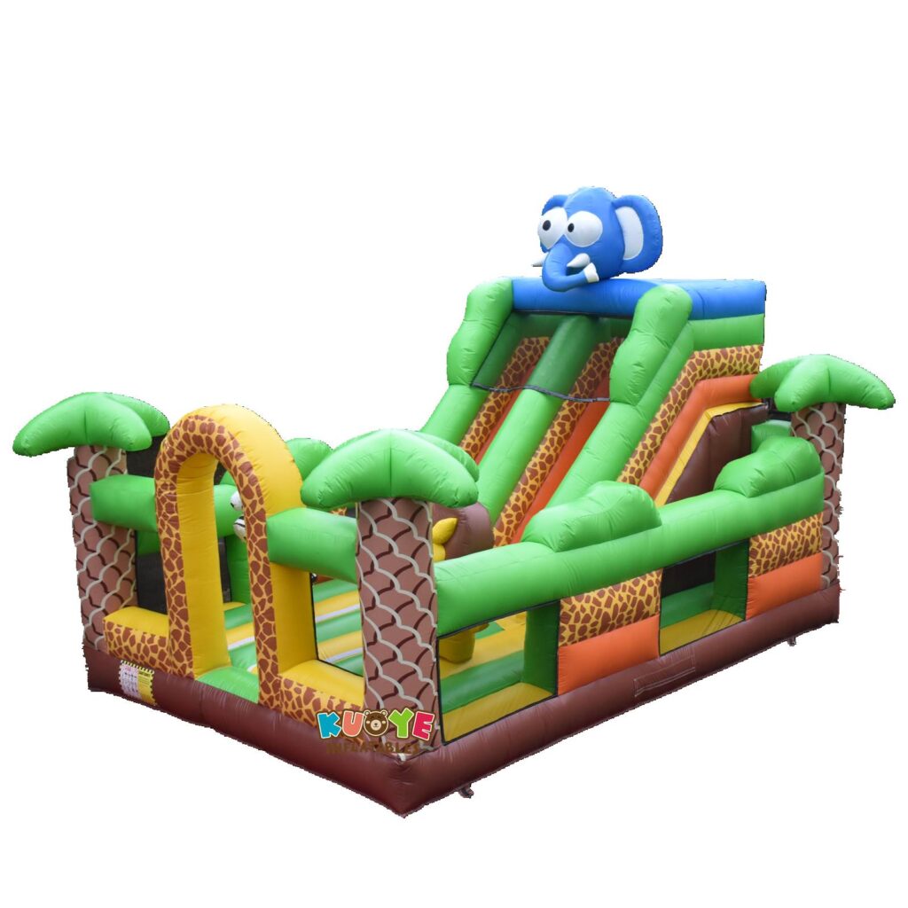 Parcours Gonflable Jungle avec Toboggan